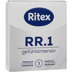Eine Verpackung von Ritex RR.1 gefühlsintensiven Kondomen.